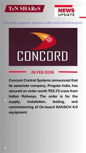 Concord Control System | 28 FEB 2026 | #bse #nse #marketnews #News #Concord #IndianRailway #order