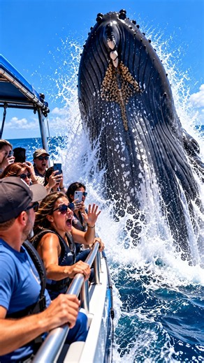 Giant Whale Suddenly Jumps Beside the Boat! 😱🐋 | Insane Ocean Encounter #GiantWhale #WhaleEncounter