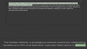 typically takes place in January. The event is broadcast live, with the exact time varying each year