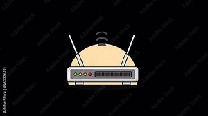 Wifi Router with Network Icon. Network Service Concept Animation Video - Transparent