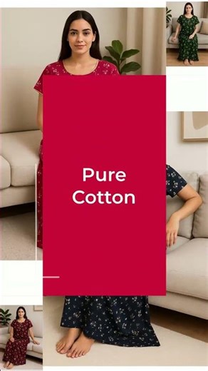 Pure Cotton Nighty for Woman Floral Gown for Women Night Wear with Pocket Cotton Nighty for Women St
