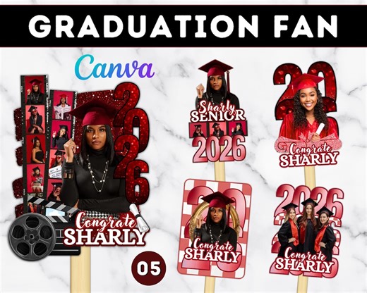 Editable Graduation Fan Templates | Class of 2026 Canva Bundle (digital Download) - Etsy
