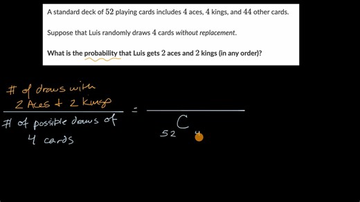 Probability with combinations example: choosing cards