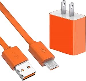 Charger Charging Cable Compatible with Ring Enabled Video Doorbell (Released in 2020) 2/3/3 Plus/ 4, Doorbell Pro, Peephole Cam, Ring keypad, Camera Battery Replacement Micro USB Charger Cord(Orange)