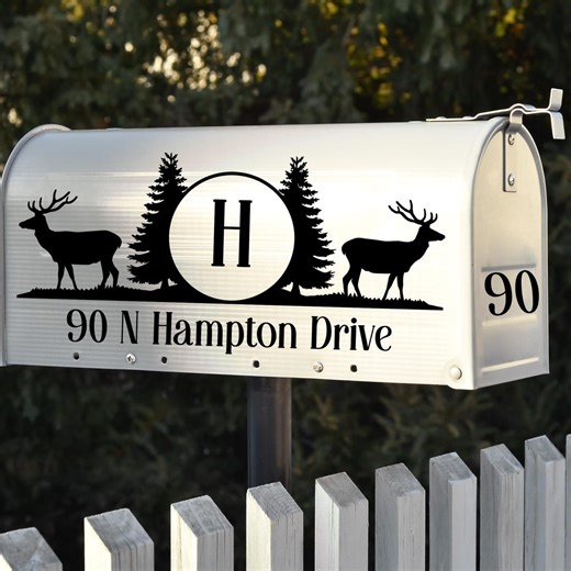 Custom Deer Mailbox Decal: Rustic Woods, Personalized Address - Etsy