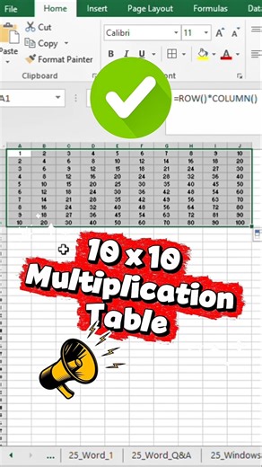 Multiplication Table in Excel #excel #excelformula #exceltips