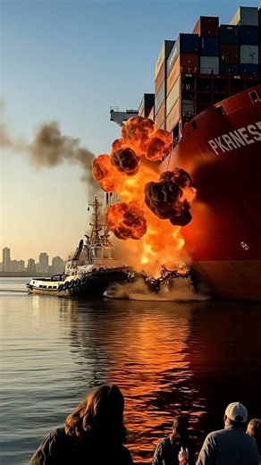 The Exact Moment a Tugboat Exploded #shocking