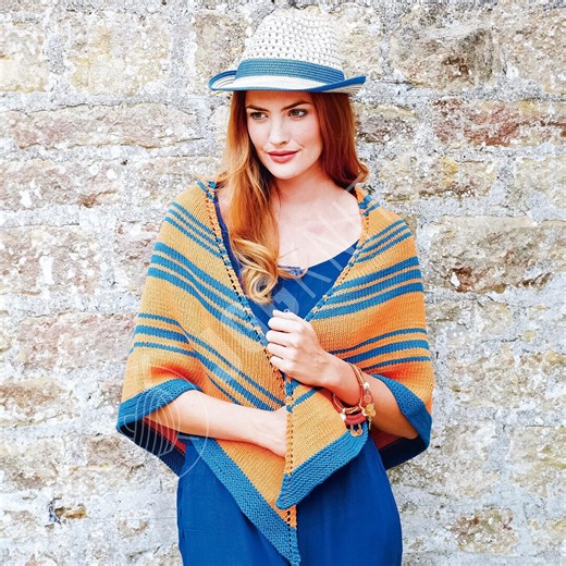 Triangle Shawl Knitting Pattern PDF | Easy Striped Colorwork Knit Wrap for Women | Instant Download - Etsy