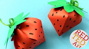 DIY Paper Box Strawberry - Red Ted Art - Kids Crafts
