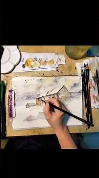 landscape house #art #watercolor #timelapse #art #watercolor #timelapse #learning ‪@ArtbyPaulClark‬​