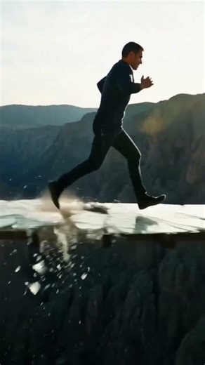 Man Running Broken Bridge