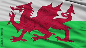 Wales Flag Close Up Realistic Animation Seamless Loop - 10 Seconds Long Stock Video