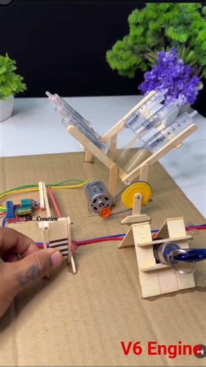 V6 Engine Model With DC Motor #engineering #science #engine #mechanics #shorts