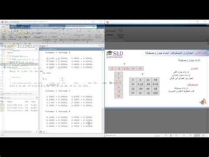 SLD Matlab AR : تعلم اساسيات المتلاب 6 : فصل الثاني تعريف وانشاء جداول و المصفوفات وتمارين