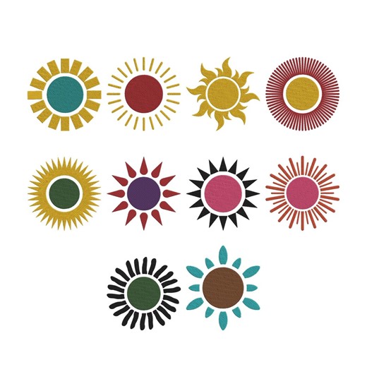 Sun Swirl Embroidery Design Bundle, Boho Sun Minimal Celestial Machine Embroidery File, Instant Download, 9 Sizes