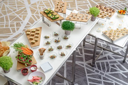 Cross cube nesting buffet table | IHS Design