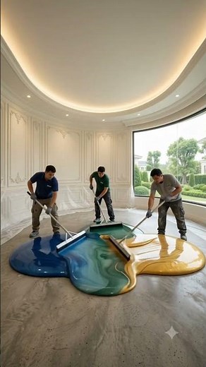 Amazing Blue Golden or Green Marble Epoxy Floor | Luxury 3D Epoxy Flooring Process | 8K
