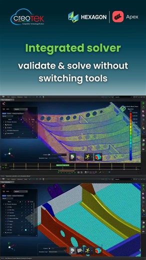 CreoTek Systems India LLP on Instagram: "Accelerate your engineering workflow with MSC Apex—intuitive modelling, rapid meshing, and seamless structural simulation in one powerful platform. Reduce design time, improve accuracy, and streamline your entire CAD-to-CAE process with CreoTek India’s expertise. 👉 Learn More About MSC Apex. Reach us at creotekindia.com/msc-apex or call us at 9654-163-163. #CreoTek #CreoTekIndia #Hexagon #MSCApex #EngineeringSoftware #CAE #CADtoCAE #SimulationTools #Engi