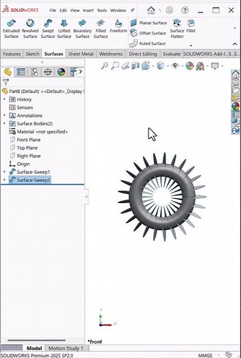 Intersection Curve, Sweep & Surface Sweep in SolidWorks | #Shorts