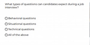 What types of questions can candidates expect during a job inte... | Filo
