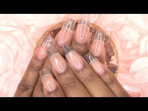 Acrylic Nails Tutorial - Clear Acrylic Nails using Nail Tips - How to - For Beginners