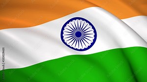 India national flag - 4K seamless loop animation of the Indian flag. Highly detailed realistic 3D rendering