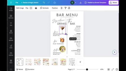 Signature Drink Sign Template, Signature Drink Bar Menu Template, Cocktail Bar Sign Poster, Modern Wedding Pet Dog Signature Drink His Hers - Etsy