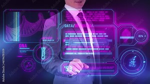 DNA analysis on a virtual holographic panel.