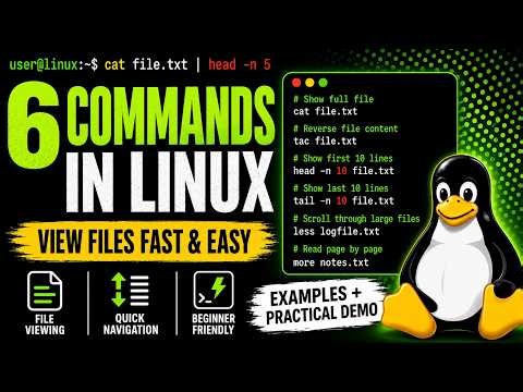 6 Linux Commands to View Files Like a Pro 🚀 | cat, tac, head, tail, less & more