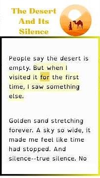 🌵 The Desert and Its Silence – A Deep English Story for Reflection and Learning