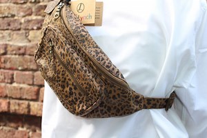 Leopard Print Leather Fanny Pack: Adjustable Bum Bag Chest Bag, 'double Zip' - Etsy