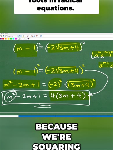 Squaring Equations_ Watch Out for Extraneous Roots!#maths #mathematics #algebra #algebra2 #studytok