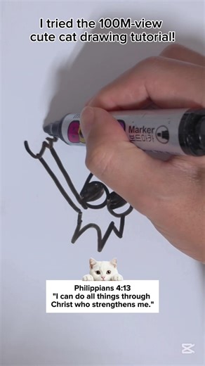 I tried the 100M-view cat drawing tutorial!