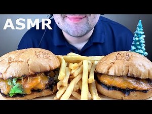 ASMR CHEESEBURGER, BEEF BURGER WITH BACON & FRIES MUKBANG (Eating Sounds) EATING SHOW NO TALKING