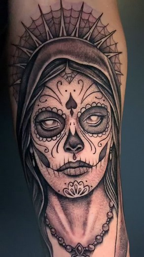 Day of the dead done by @alexdoestattoos To book appts please fill out the contact form through the link in bio ⬆️ | Vice and Virtue Tattoo