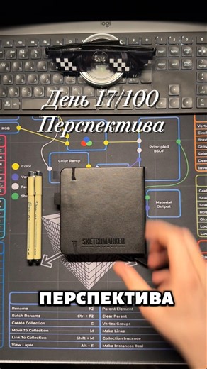 День 17/100. Скетчи в трёх перспективах. Делаю это впервые!
