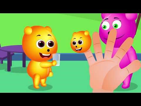 Mega Gummy bear eating giant ice cream finger family nursery rhymes for kids Gummybear ice cream