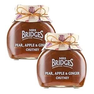 Mrs Bridges Pear, Apple & Ginger Chutney, Made in Scotland, 10oz Jar (Pack of 2)