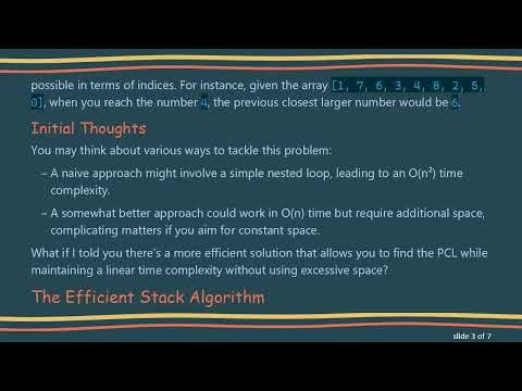Understanding the Previous Closest Larger Algorithm in O(1) Time Complexity