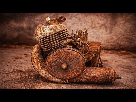 Complete Restoration Abandoned Old Mobylette 50cc moped engine from the later 1950's