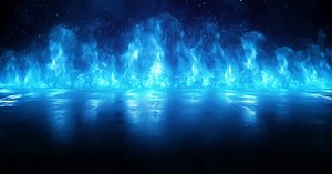 Burning Blue Flames And Reflection Loop 4K
