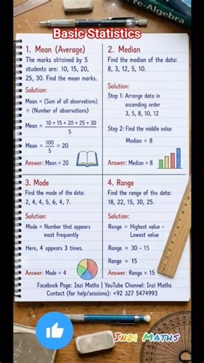 Mean Median Mode Range in Seconds💛|#statistics #maths #mathshorts