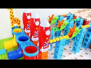 Marble Run Race ASMR ☆ Haba Double Slope with Marble Rush Ultimate Set & Rocket ShipToy #55