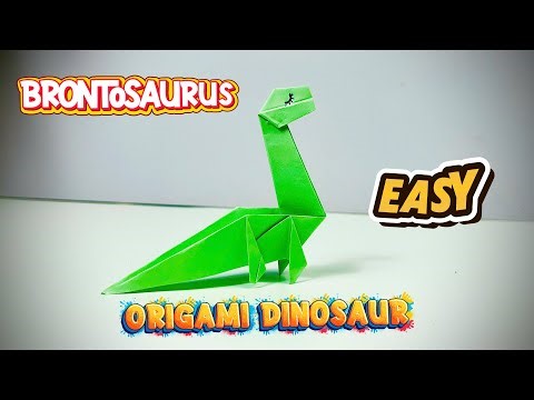 How To Make an Easy Origami Dinosaur - EASY ORIGAMI BRONTOSAURUS DINOSAUR TUTORIAL