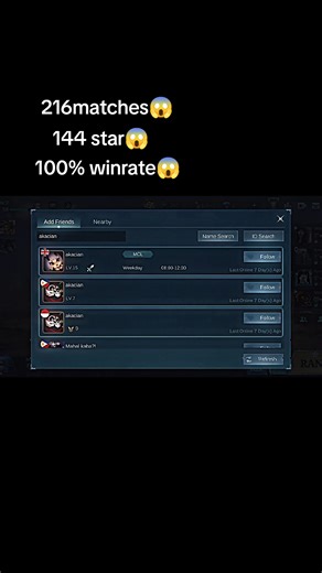 Achieving a 100% Win Rate in MLBB: 216 Matches and 144 Stars