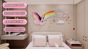 3D Inspirational Wall Stickers for Girls Room Decor Wall Decals Peel and Stick for Girls Bedroom Large Pink Decor for Nursery Toddler Princess Art Pictures Kids Murals Wallpaper