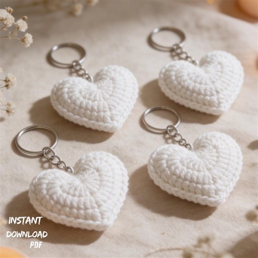 Crochet Heart Keychain Pattern PDF, Mini Amigurumi Heart, Bag Charm Keyring, Easy Beginner Crochet, Valentine Gift Instant Download - Etsy