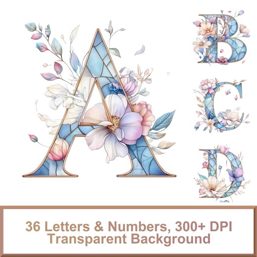 Stained Glass Wedding Alphabet PNG – 36 Letters & Numbers | Wedding Card Letters, High-res Clipart, Transparent Background, Digital Download - Etsy