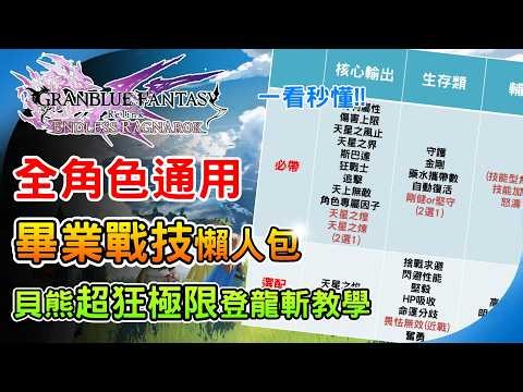 全角色通用畢業配裝懶人包！《碧藍幻想Relink 無盡黃昏》因子戰技 貝雅特麗絲 貝熊登龍斬教學 掛機推薦關卡 召喚石 技能建議 大師戰技 DLC 新手必知攻略｜阿月 遊戲攻略