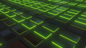 Surface illuminated boxes with green edges 3D - Free Stock Video